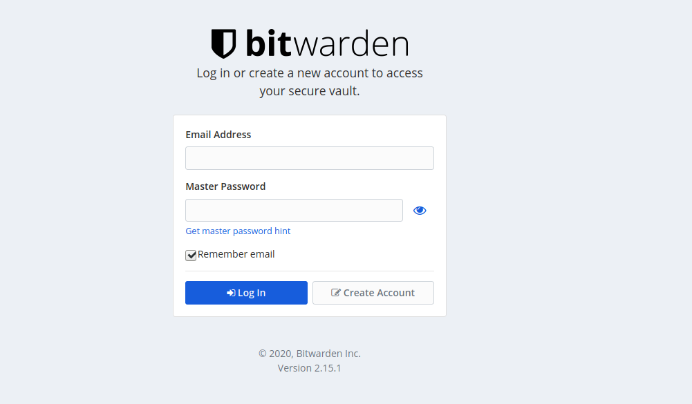 Bitwarden Login Page